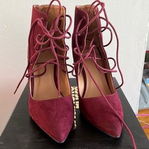 Burgundy high heels never worn brand new